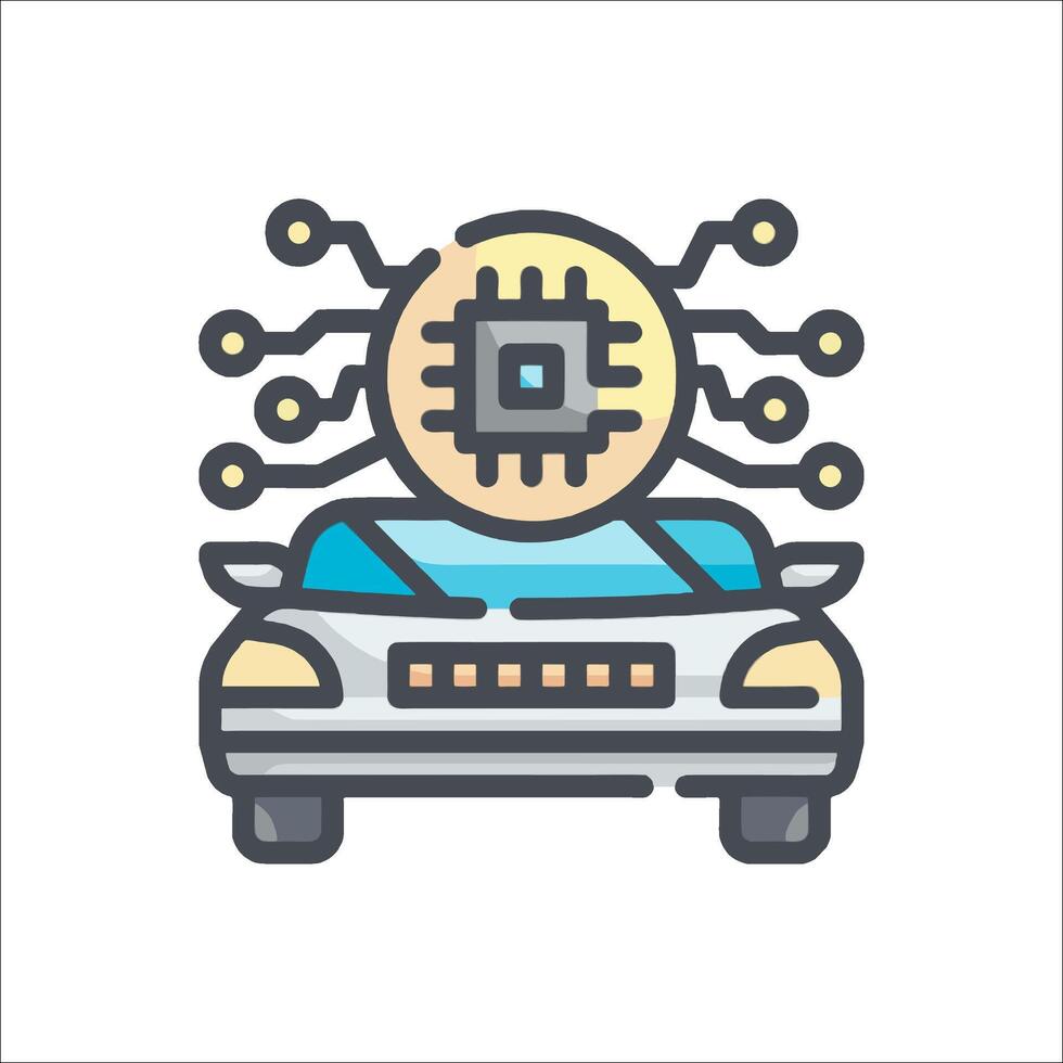 A car with a chip on top of it vector