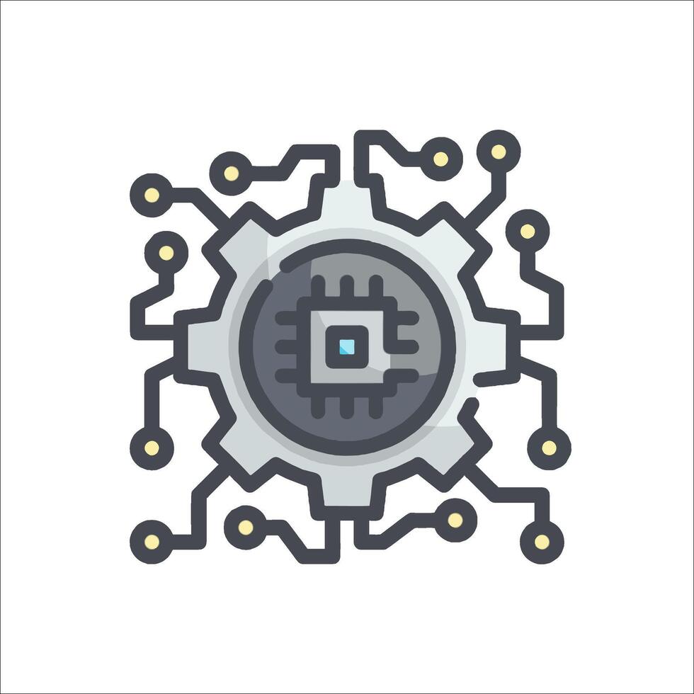 A computer chip icon on a white background vector