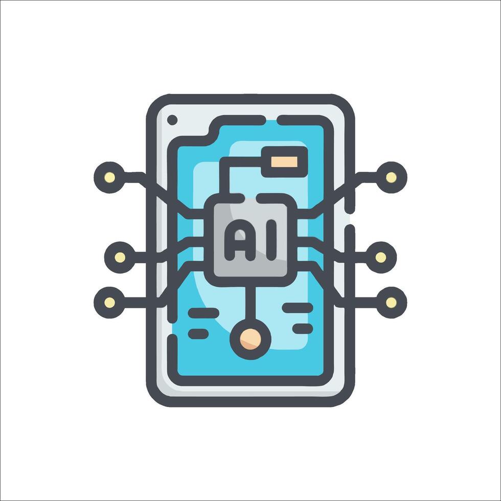 Ai technology icon, line icon, illustration vector