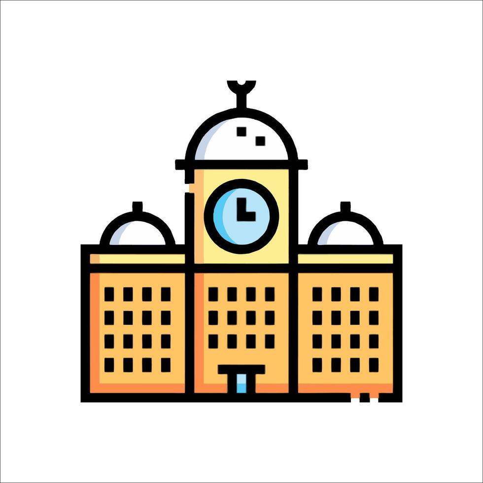 A building with a clock on top of it vector