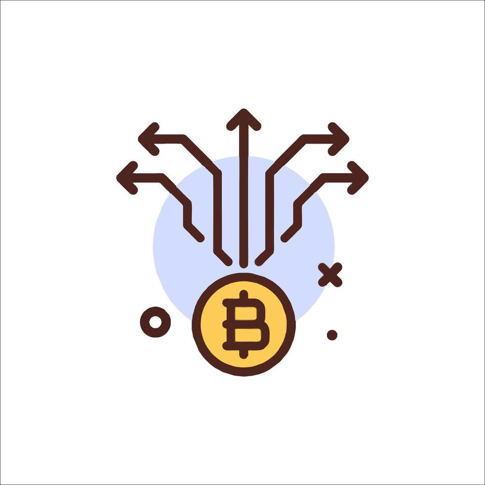 Bitcoin icon with arrows and a bitcoin coin vector
