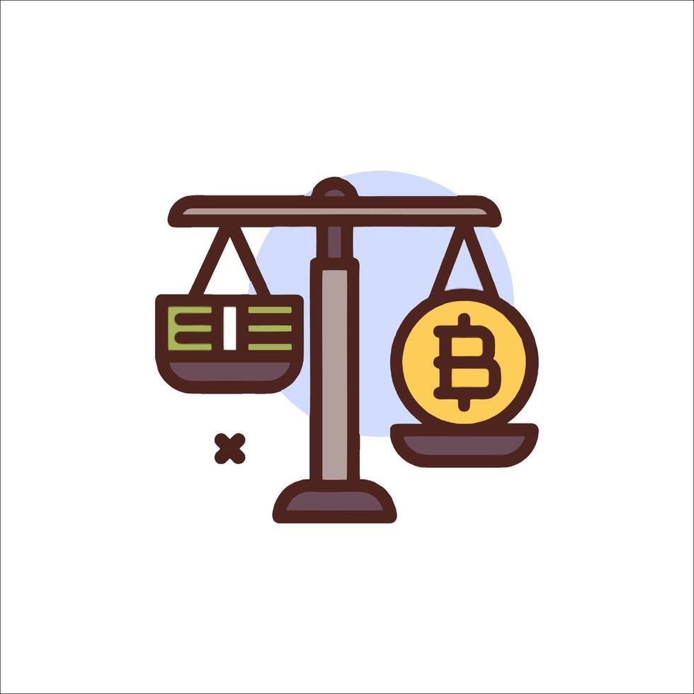 Bitcoin and ethereum on scales vector