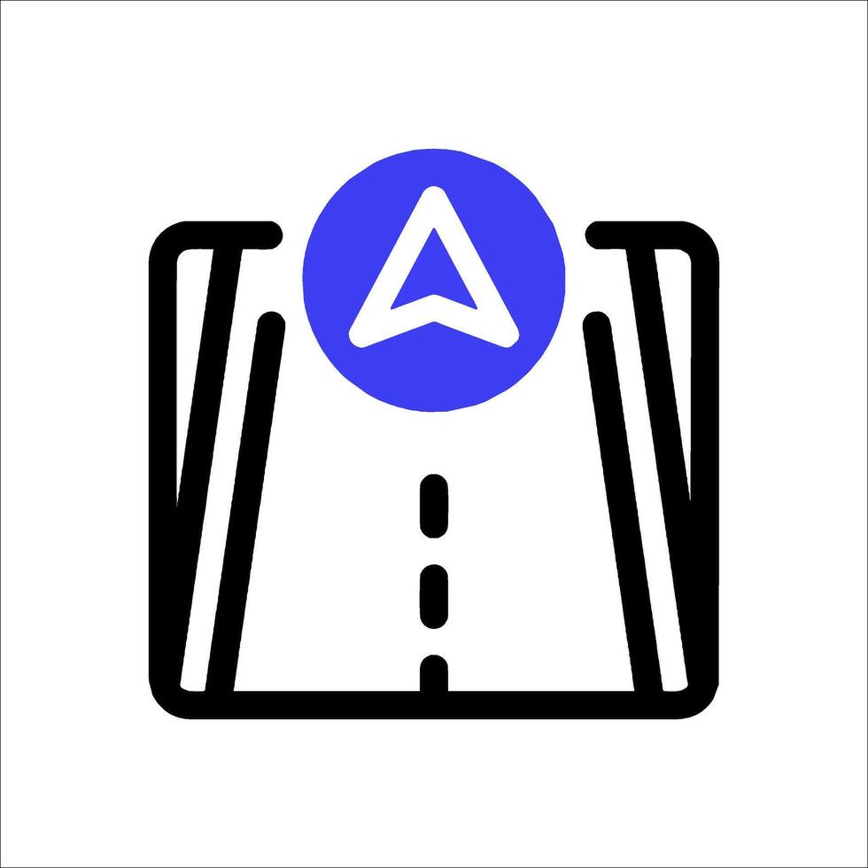 A road with a blue arrow pointing to it vector