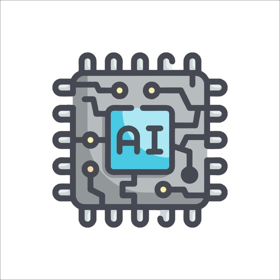 Ai chip icon illustration vector