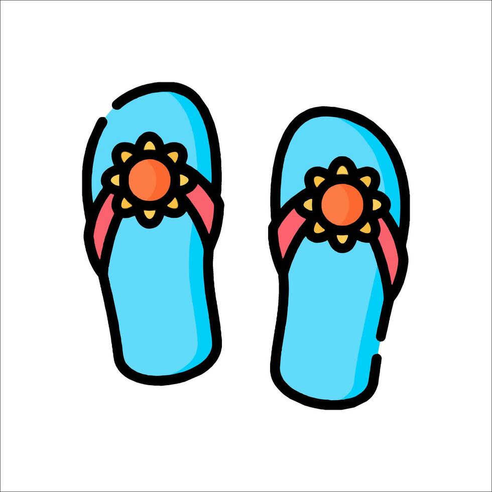 A pair of flip flops with a flower on the top vector