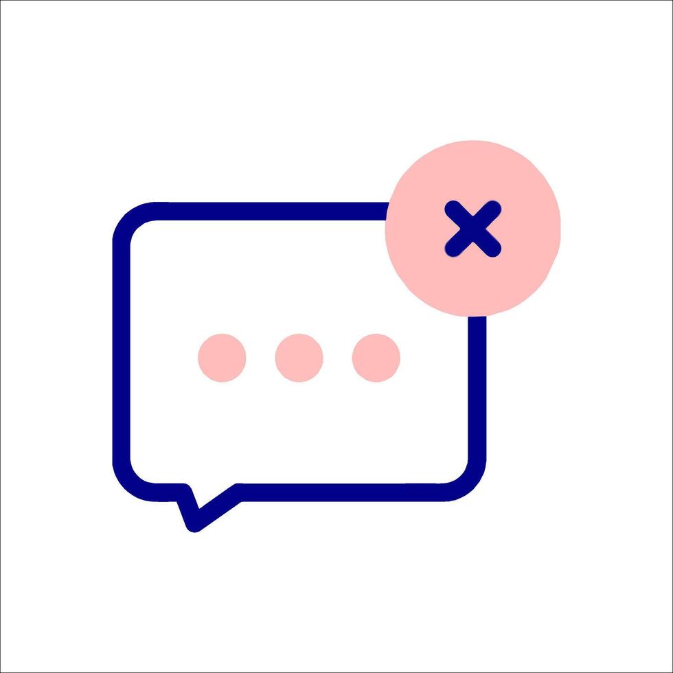 A speech bubble with a x and a circle vector