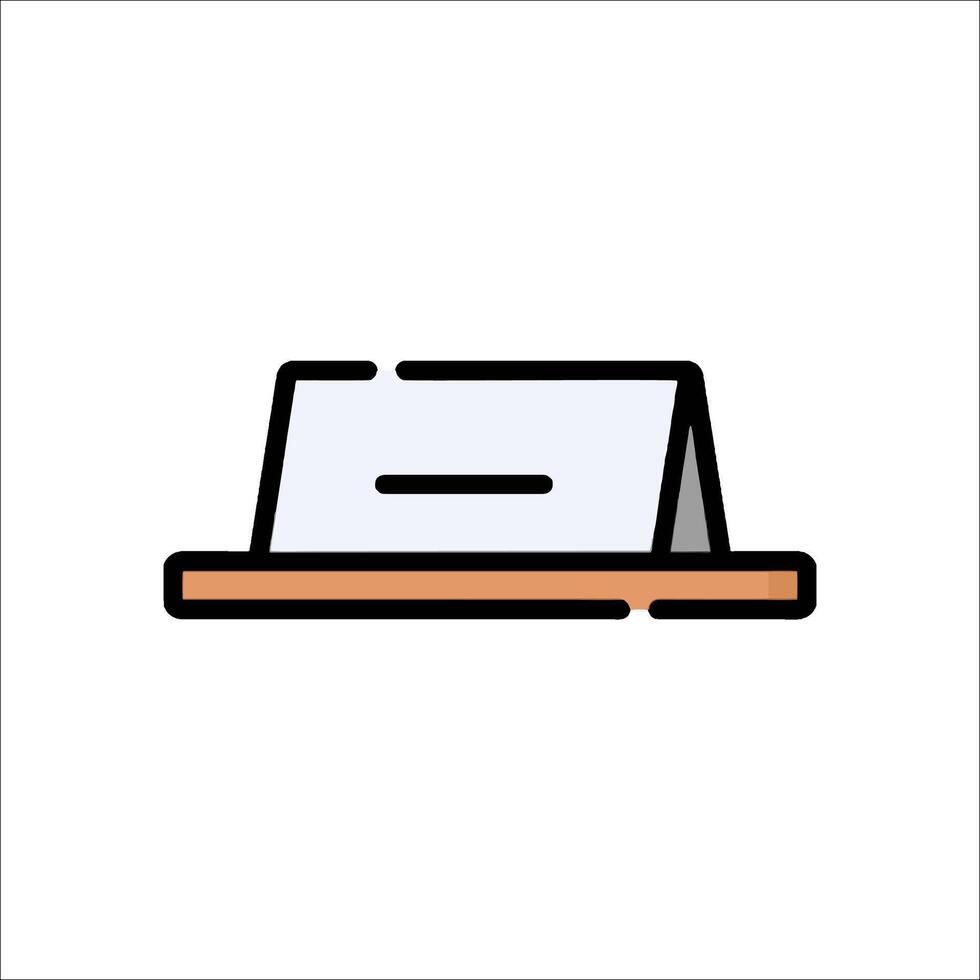 A flat icon of a desk with a book on it vector