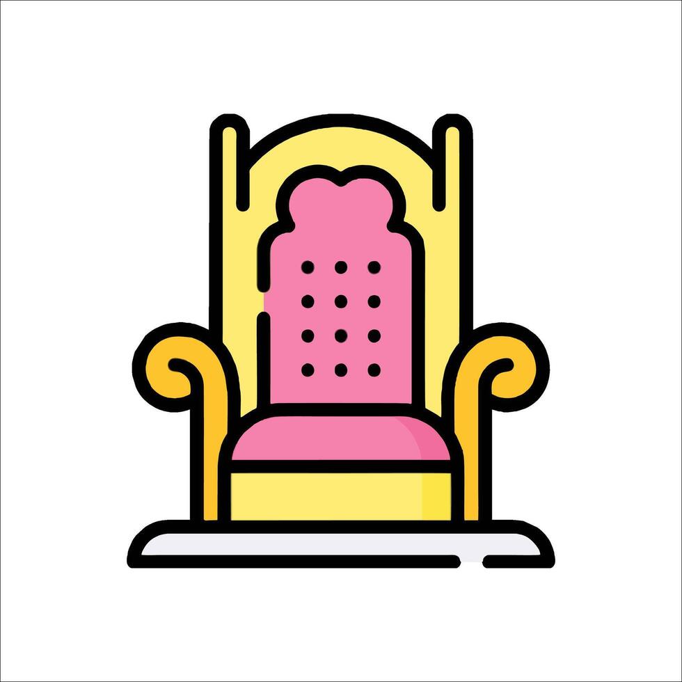 A pink and yellow chair with a pink cushion vector