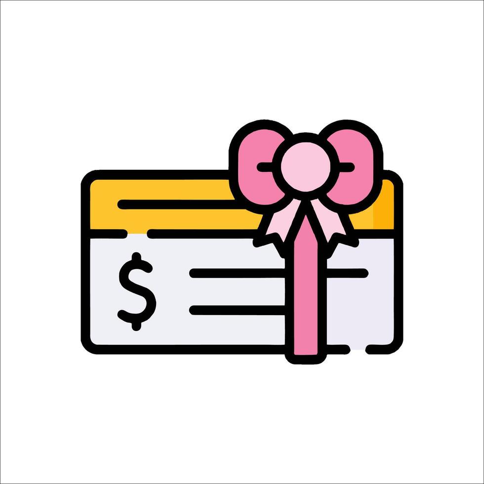 A pink gift card with a bow and dollar sign vector