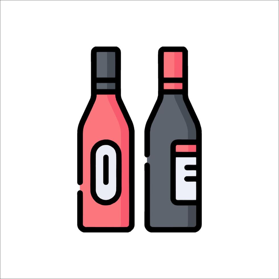 Two bottles of wine on a white background vector