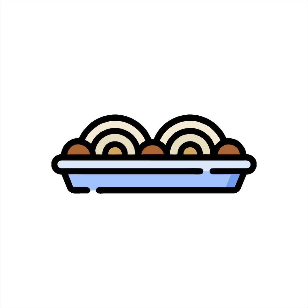 A blue and white plate with two rolls on it vector