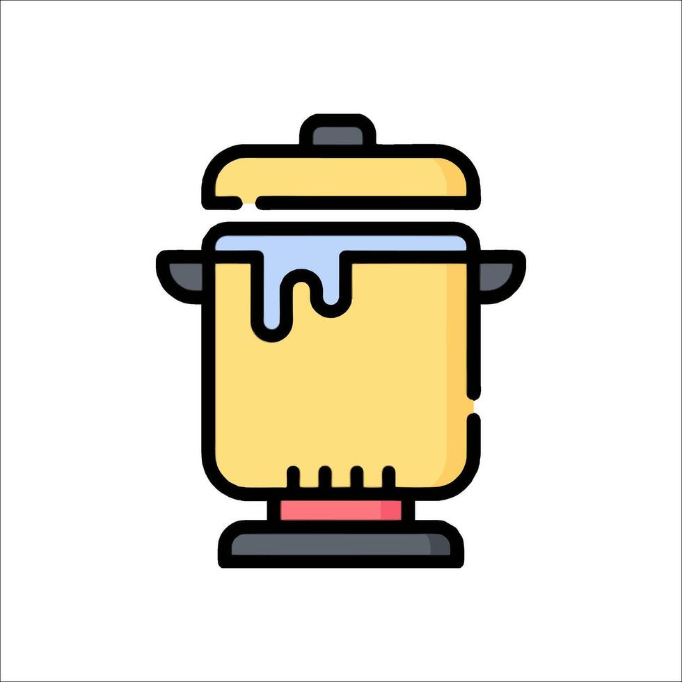 A yellow electric kettle with a blue liquid vector