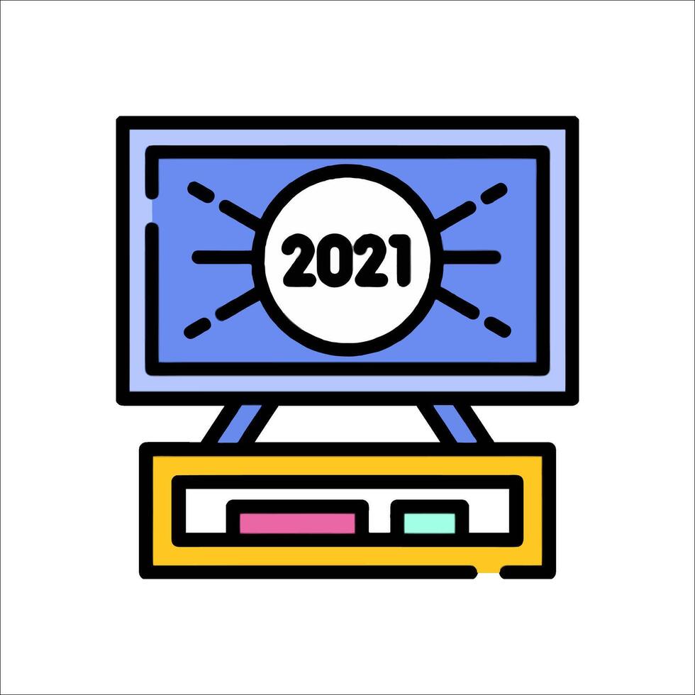 A computer monitor with the word 2021 on it vector