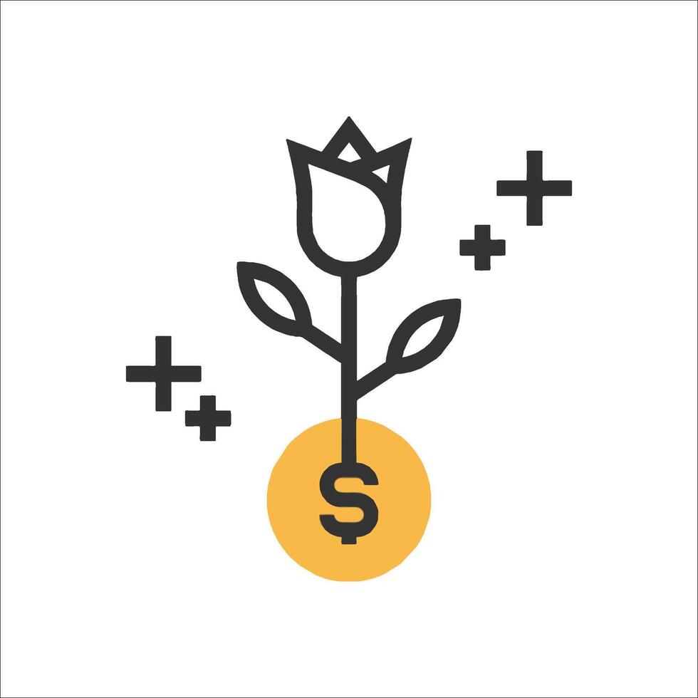 A flower with a dollar sign on it vector