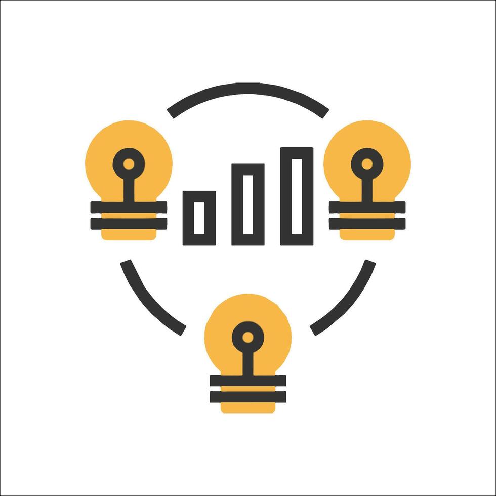 A flat icon of a light bulb with a bar graph vector