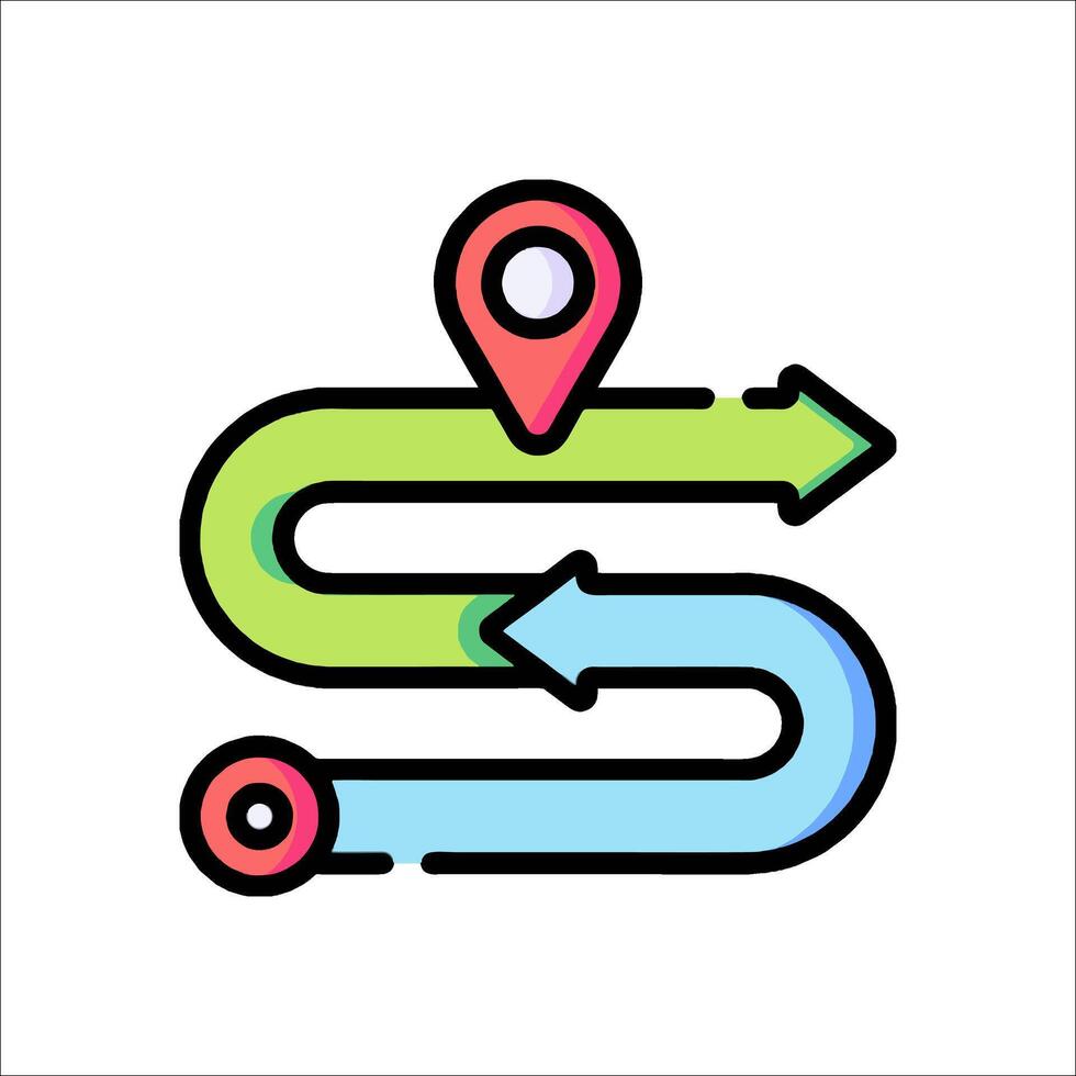A colorful arrow pointing to a location icon vector