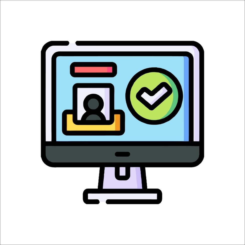 A computer monitor with a check mark on it vector