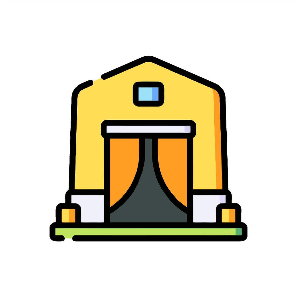 A yellow building with a door and a window vector