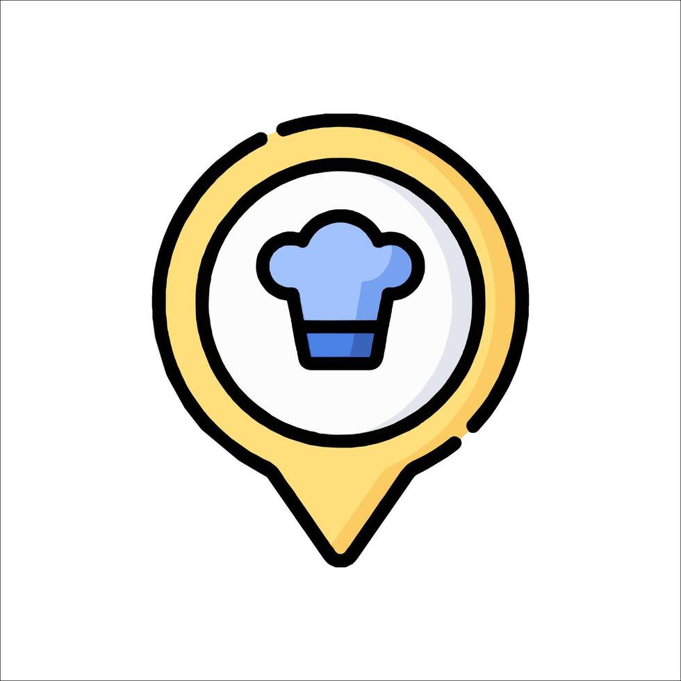 A map pin with a chef hat on it vector