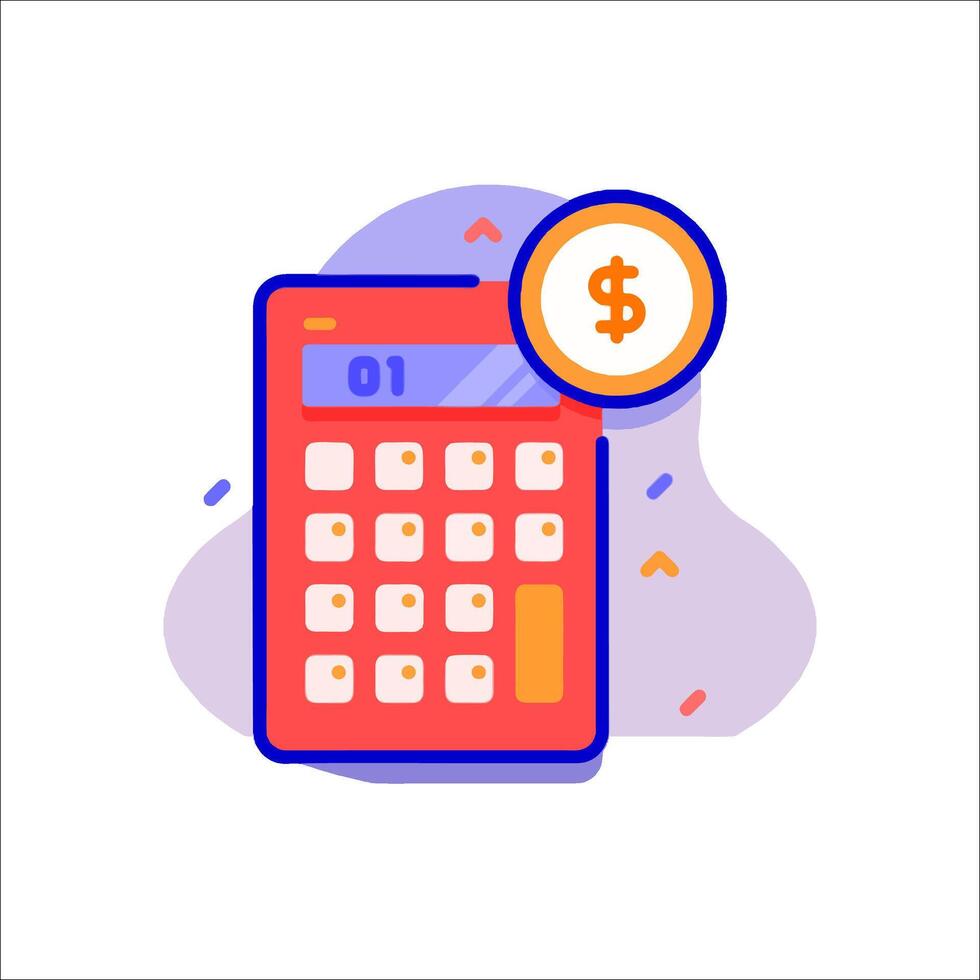 Calculator with dollar sign and coin vector