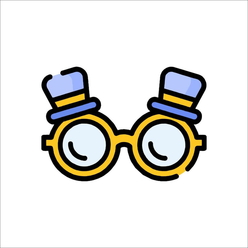 A pair of glasses with a top hat on top vector