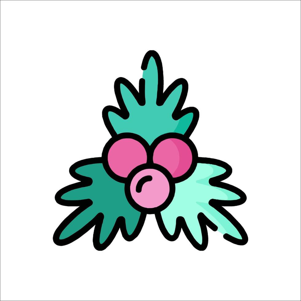 A cartoon christmas tree with berries on it vector