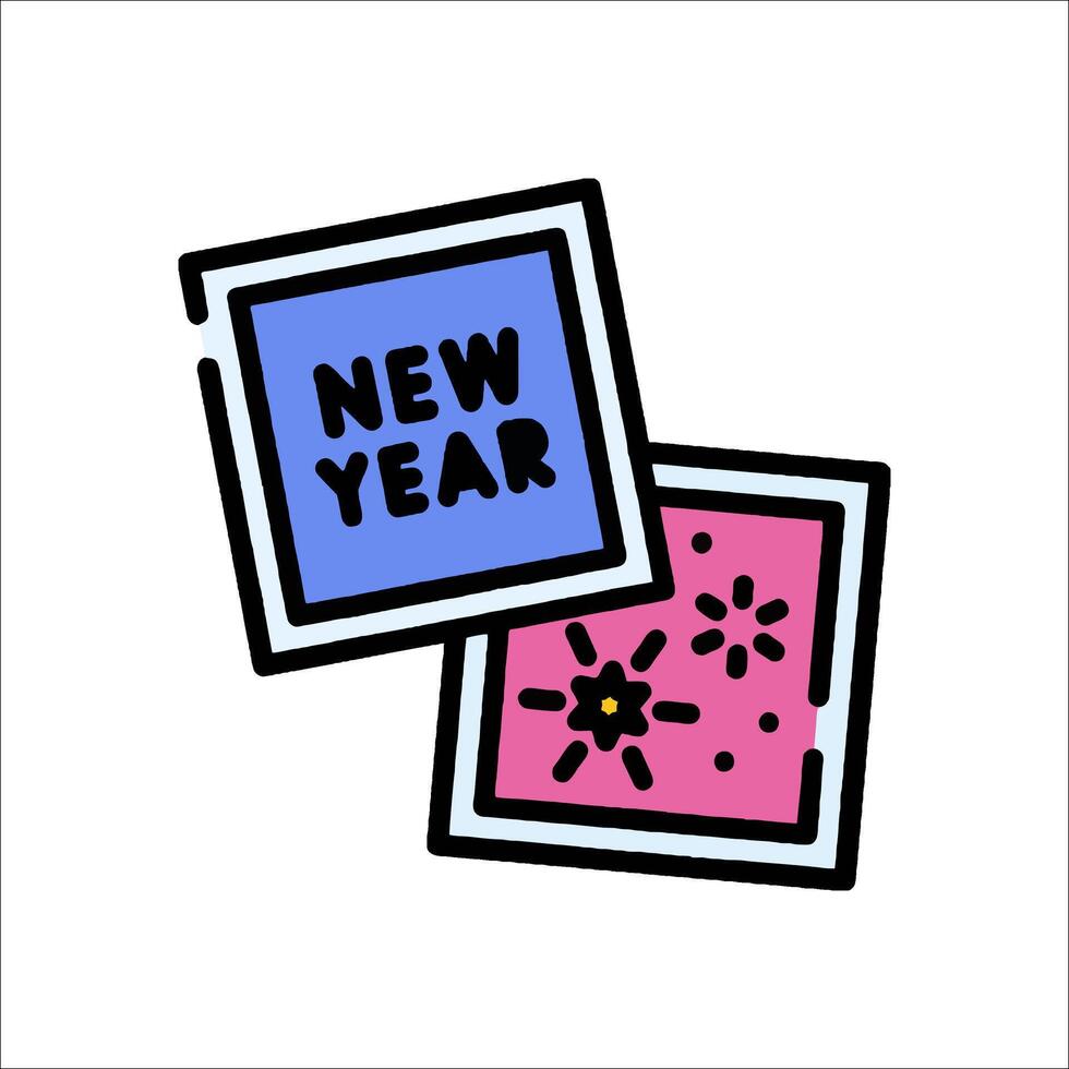 A new year card with a square and a square with a flower vector