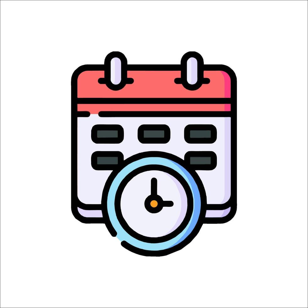 Calendar icon with clock on white background vector