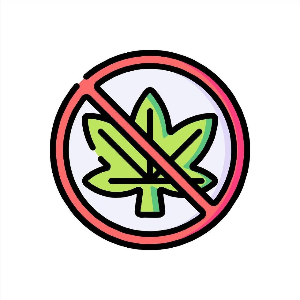 No marijuana sign with a leaf in the middle vector
