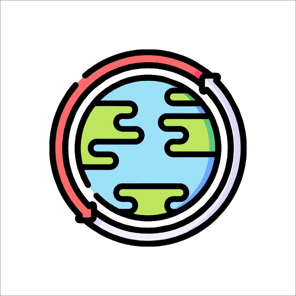 The earth is shown in a circle with a red arrow vector