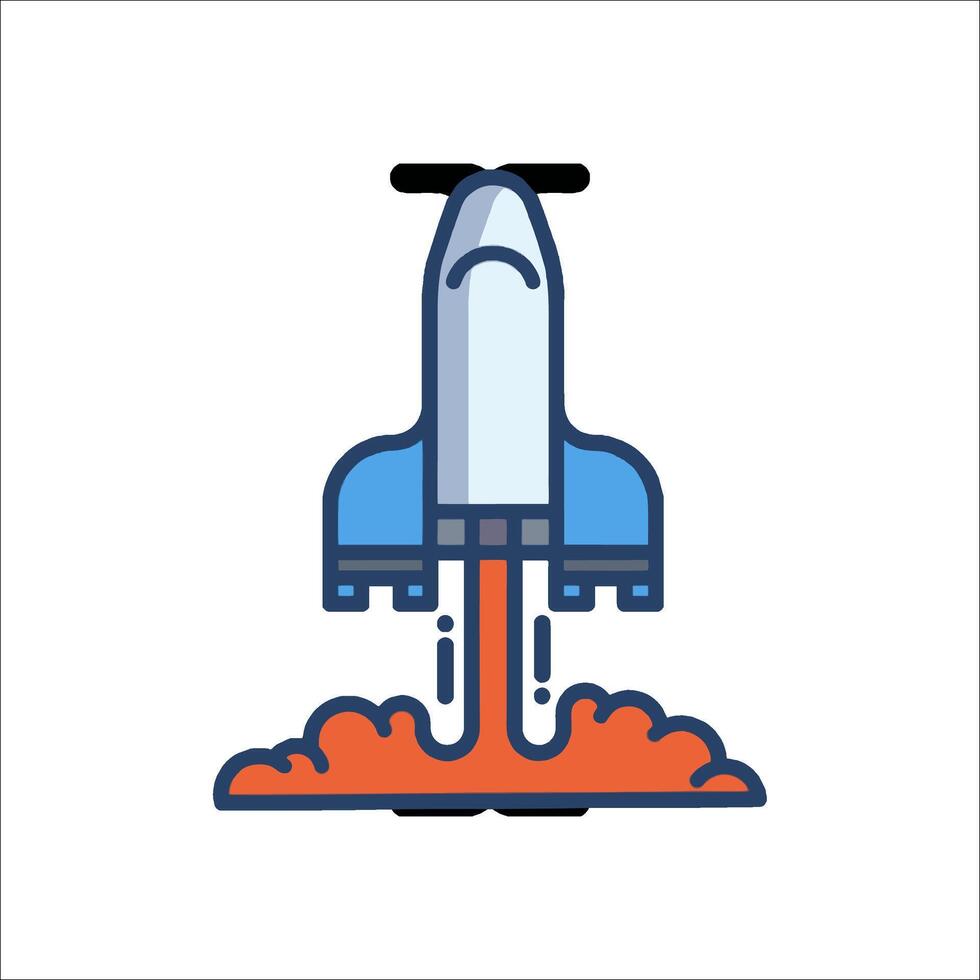 A rocket is taking off from the ground vector