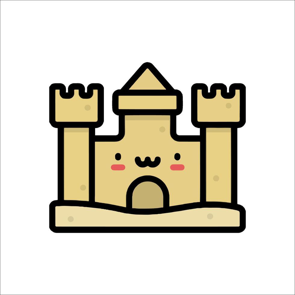 A cartoon sand castle with a face on it vector