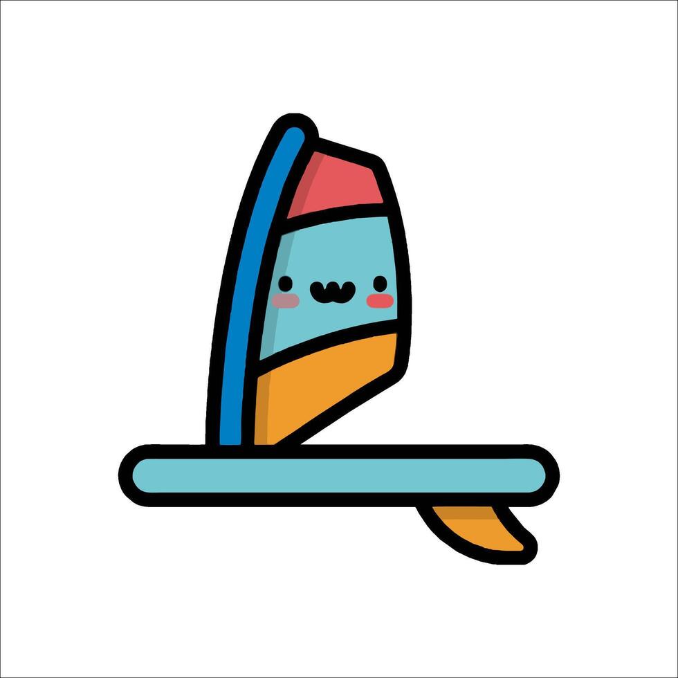 A cartoon sailboat with a smiley face on it vector