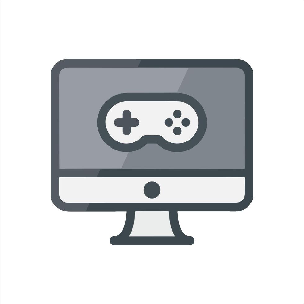 A computer monitor with a game controller on it vector