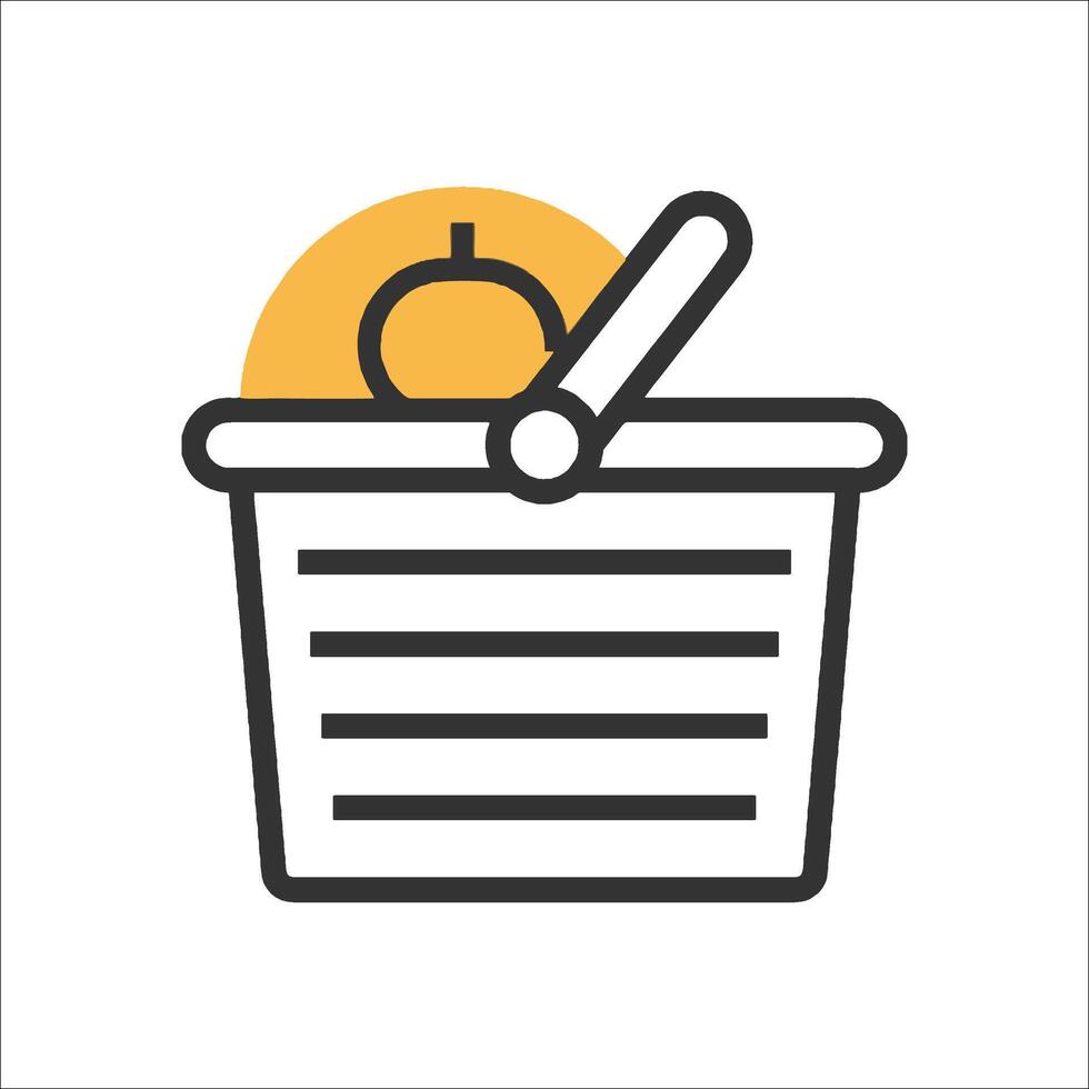 A basket with an apple in it and a sign that says 'basket' vector