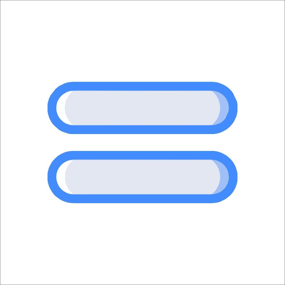 A blue and white icon of two equal bars vector