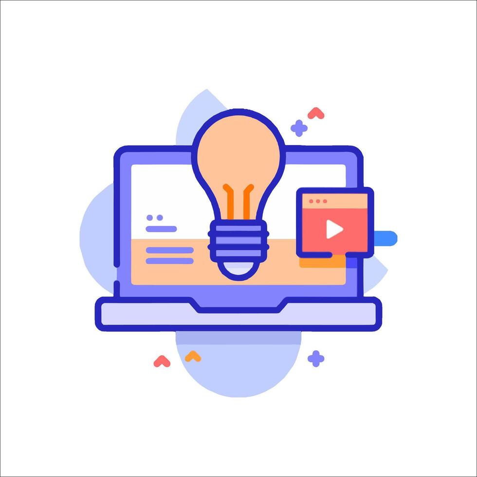 A laptop with an idea light bulb on it vector
