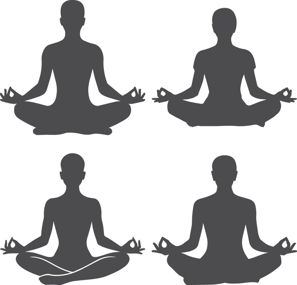 Meditating Person Silhouette Illustration with a white background vector