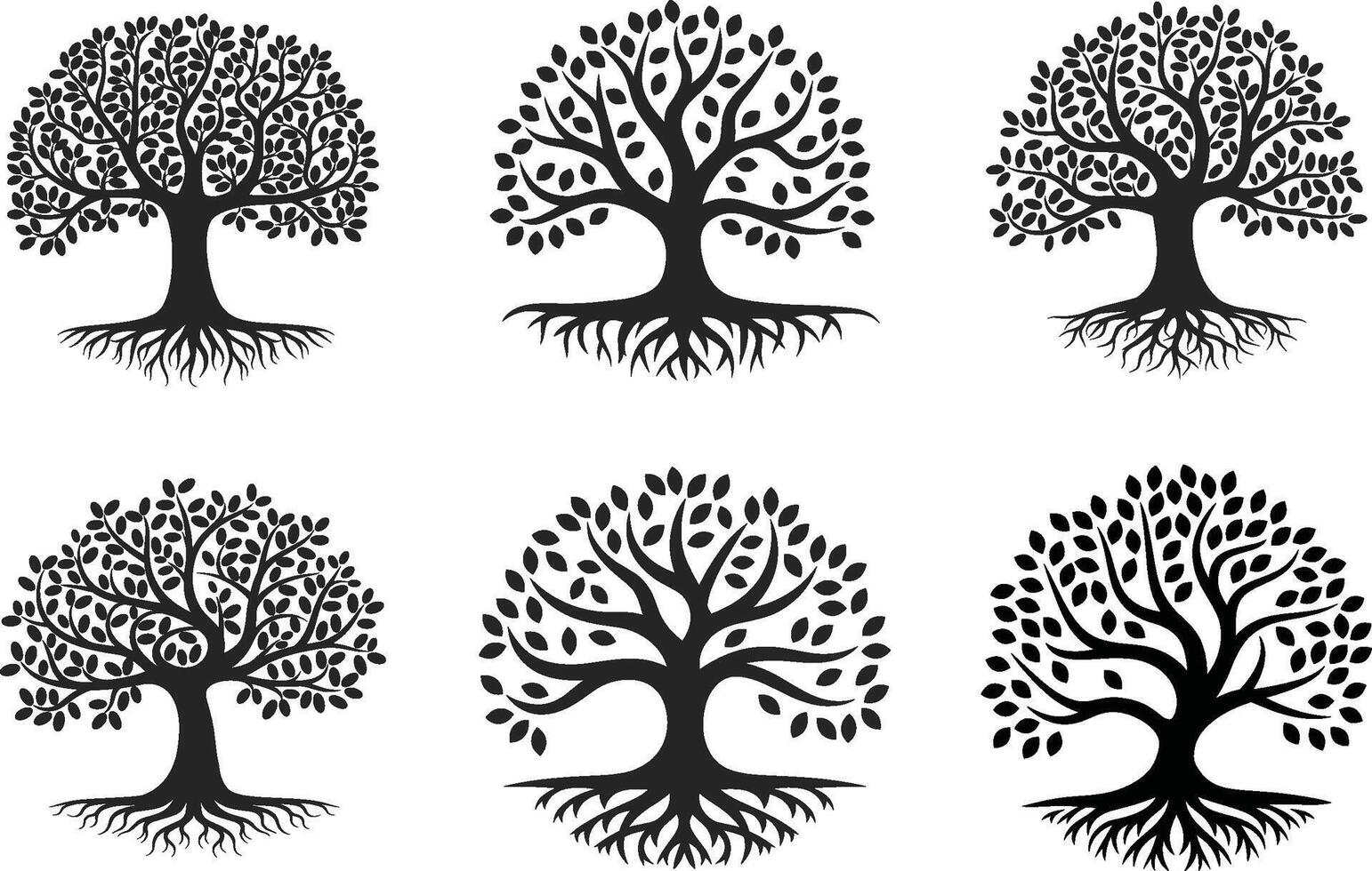 Abstract Tree Silhouette collection Illustration with a white background vector