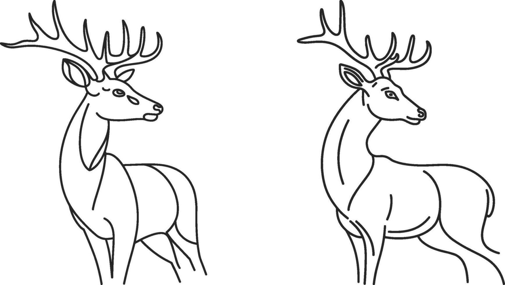 Forest Deer Line Art Silhouette Illustration with a white background vector