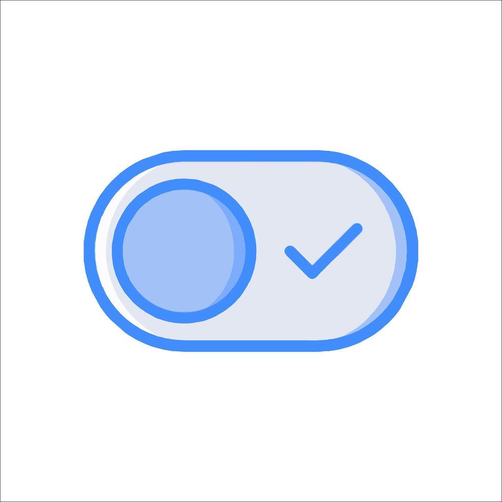 A blue button with a check mark on it vector