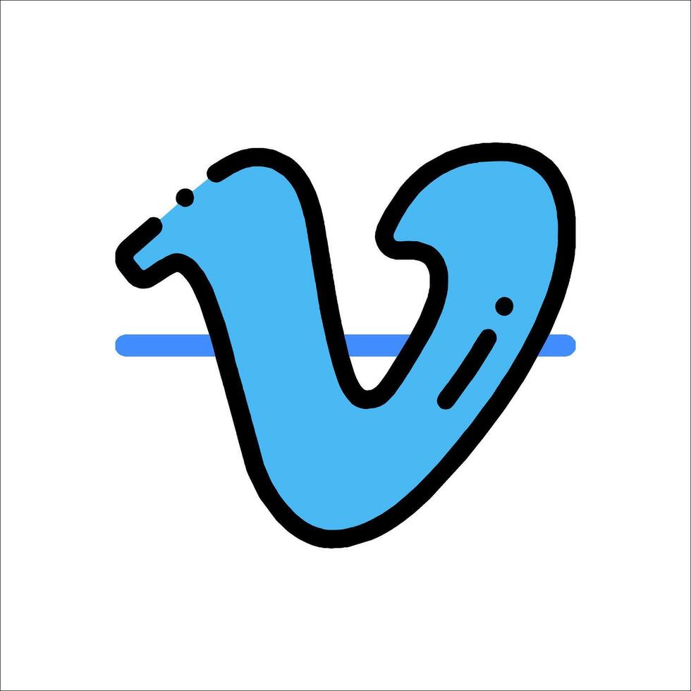 A blue and white logo with the letter v vector