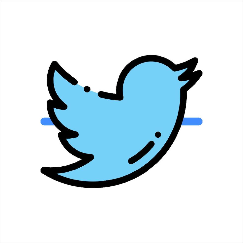 Twitter icon with blue lines vector