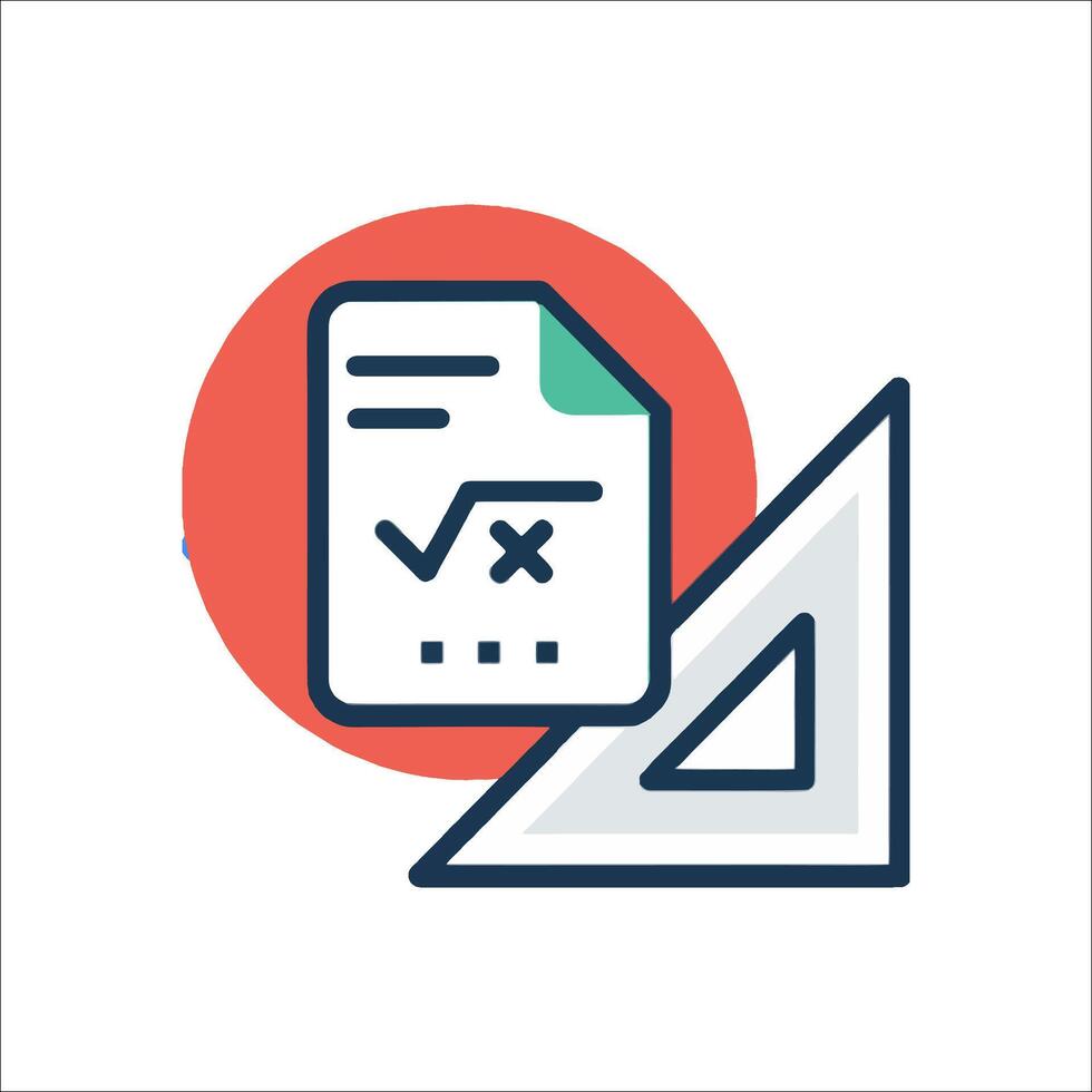 A document with a pencil and a calculator icon vector