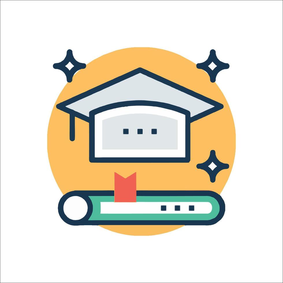Graduation cap and diploma icon vector