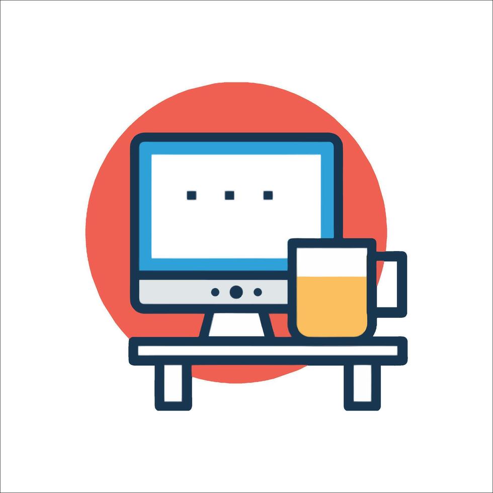 A computer and mug on a desk vector
