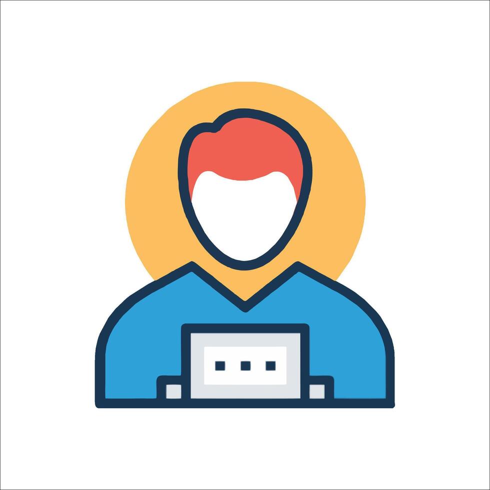 A man with a laptop icon vector