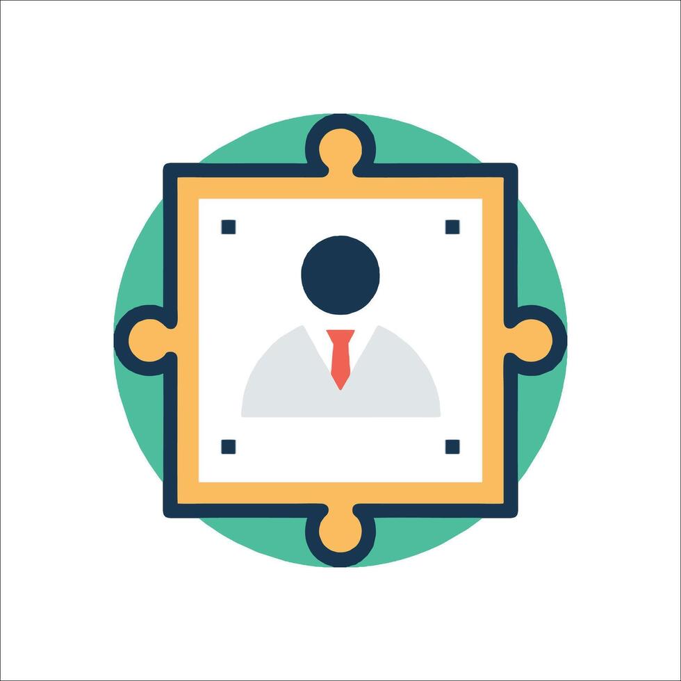 A person wearing a tie is in a frame with a puzzle piece vector