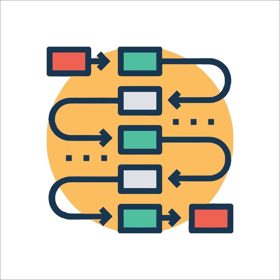 A flat icon of a process flow diagram vector