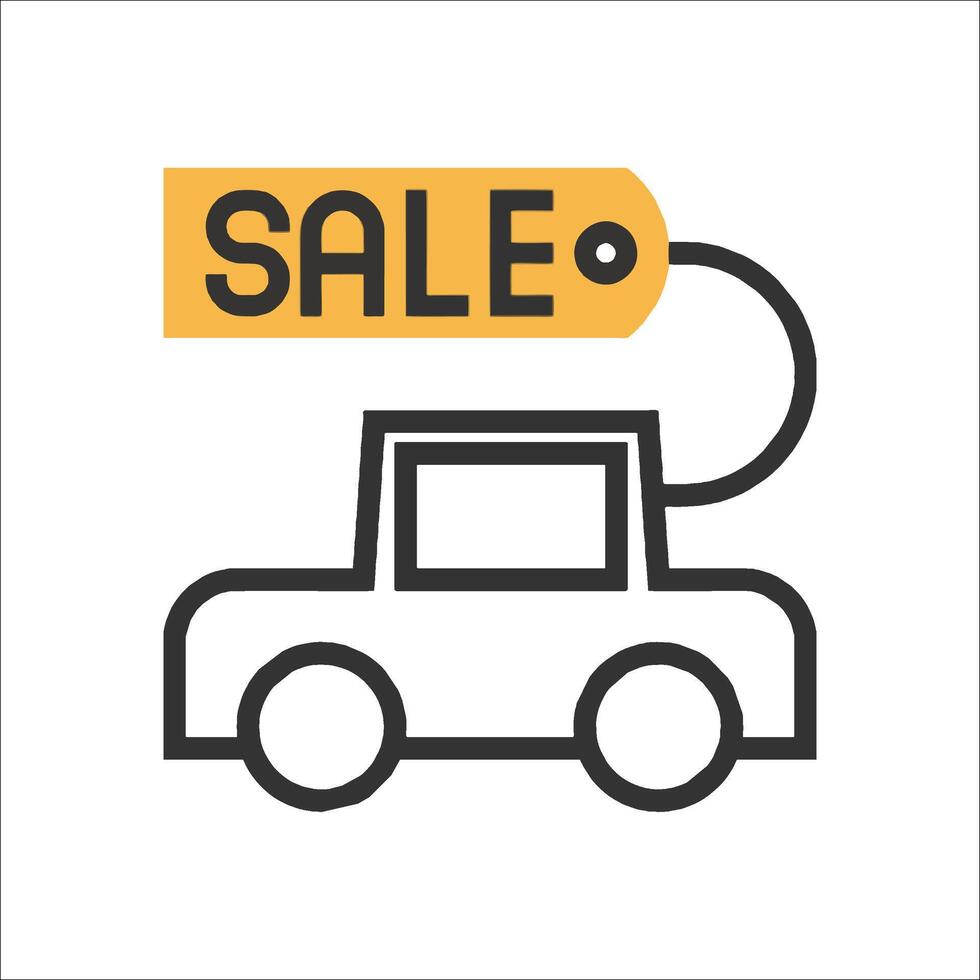 Car with sale tag illustration vector